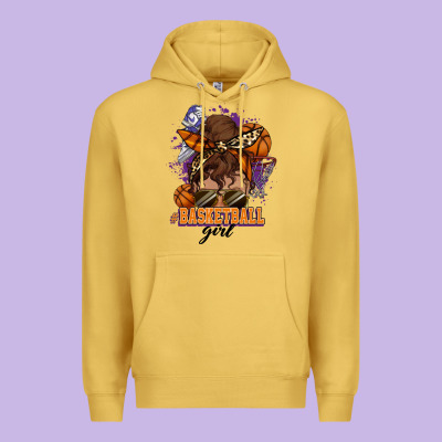 Messy Bun Basketball Girl Premium Hoodie Designed By Howdyjamesfarm