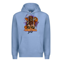 Colony Blue Messy bun Basketball girl Premium Hoodie - HowdyJamesFarm