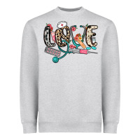 Heather Grey love nurse Heavyweight Sweatshirt - NancyCooperArtShop