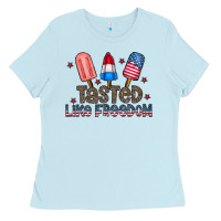 Baby Blue tasted like freedom Ladies Tee - CowhideDigitalArt