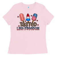 Bubblegum Pink tasted like freedom Ladies Tee - CowhideDigitalArt