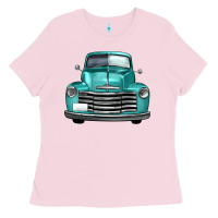 Bubblegum Pink western truck front view Ladies Tee - FaDigitalArtStudio