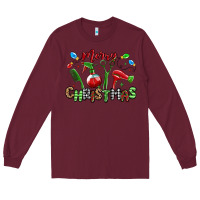 Burgundy merry christmas hair dresser Long Sleeve Tee - MaliasSmallBusiness