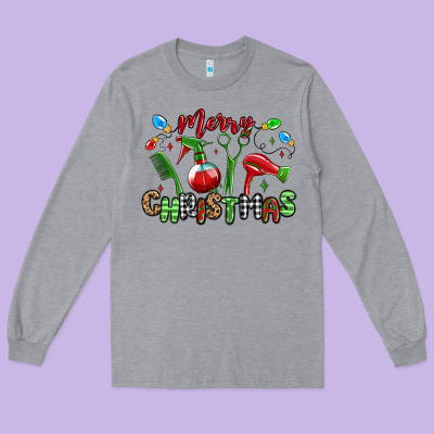 Merry Christmas Hair Dresser Long Sleeve Tee Designed By Maliassmallbusiness