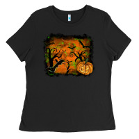 Black Halloween Background Ladies Tee - RanaPortraitStore