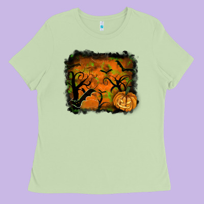 Halloween Background Ladies Tee Designed By Ranaportraitstore