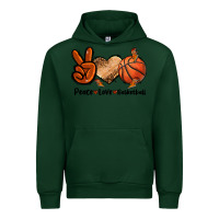 Forest Green Peace Love Basketball Urban Hoodie - FaDigitalArtStudio