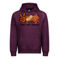 Mauve Wine Peace Love Basketball Urban Hoodie - FaDigitalArtStudio
