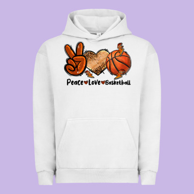Peace Love Basketball Urban Hoodie Designed By Fadigitalartstudio