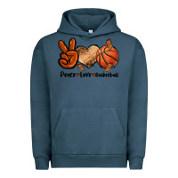 Pigment Midnight Navy Peace Love Basketball Urban Hoodie - FaDigitalArtStudio