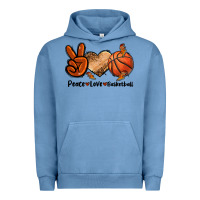 Pigment Pebble Blue Peace Love Basketball Urban Hoodie - FaDigitalArtStudio