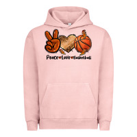Pigment Salmon Peace Love Basketball Urban Hoodie - FaDigitalArtStudio