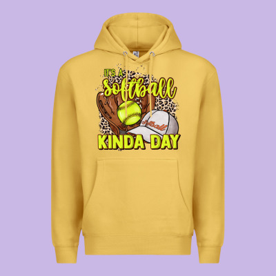 It's A Softball Kinda Day Leopard Premium Hoodie Designed By Howdyjamesfarm