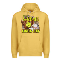 Antique Gold It's a Softball kinda day leopard Premium Hoodie - HowdyJamesFarm