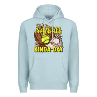 Blue Mist It's a Softball kinda day leopard Premium Hoodie - HowdyJamesFarm