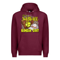 Burgundy It's a Softball kinda day leopard Premium Hoodie - HowdyJamesFarm