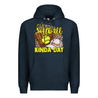 Navy It's a Softball kinda day leopard Premium Hoodie - HowdyJamesFarm
