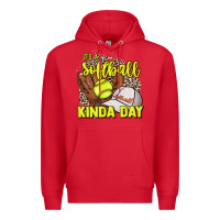 Red It's a Softball kinda day leopard Premium Hoodie - HowdyJamesFarm