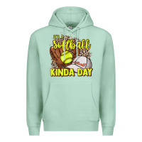 Seafoam It's a Softball kinda day leopard Premium Hoodie - HowdyJamesFarm