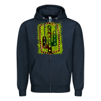 Navy Cactus Leopard Frame Zipper Hoodie - Bettercallsaul