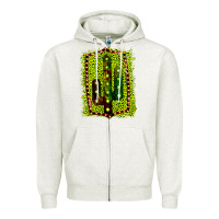 Oatmeal Heather Cactus Leopard Frame Zipper Hoodie - Bettercallsaul