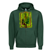 Sports Green Cactus Leopard Frame Zipper Hoodie - Bettercallsaul