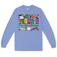 Colony Blue teacher crayons kids caffeine Long Sleeve Tee - NancyCooperArtShop