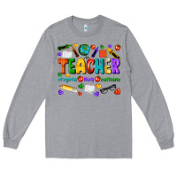 Heather Grey teacher crayons kids caffeine Long Sleeve Tee - NancyCooperArtShop