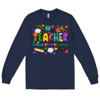 Navy teacher crayons kids caffeine Long Sleeve Tee - NancyCooperArtShop
