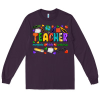 Plum teacher crayons kids caffeine Long Sleeve Tee - NancyCooperArtShop