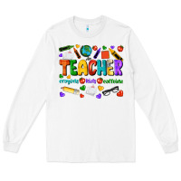 White teacher crayons kids caffeine Long Sleeve Tee - NancyCooperArtShop