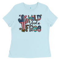 Baby Blue wild and free Ladies Tee - CowhideDigitalArt