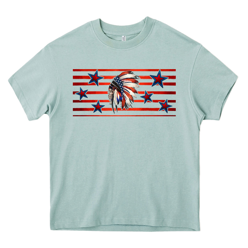 Patriotic Native American Headdress 16oz Libbey Cup Heavy Core Tee by HRA Design Shop | Teevron