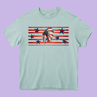 Patriotic Native American Headdress 16oz Libbey Cup Heavy Core Tee Designed By Hra Design Shop
