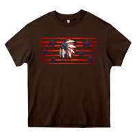 Chocolate Brown patriotic native american headdress 16oz libbey cup Heavy Core Tee - HRA Design Shop