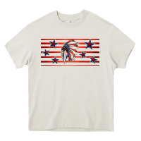 Cream patriotic native american headdress 16oz libbey cup Heavy Core Tee - HRA Design Shop