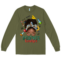 Army Green science teacher afro messy bun Long Sleeve Tee - NancyCooperArtShop