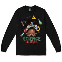 Black science teacher afro messy bun Long Sleeve Tee - NancyCooperArtShop
