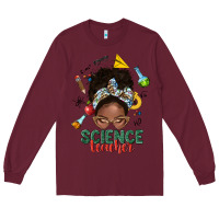 Burgundy science teacher afro messy bun Long Sleeve Tee - NancyCooperArtShop