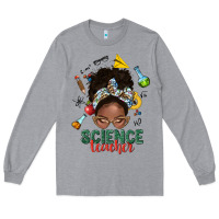 Heather Grey science teacher afro messy bun Long Sleeve Tee - NancyCooperArtShop