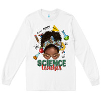 White science teacher afro messy bun Long Sleeve Tee - NancyCooperArtShop