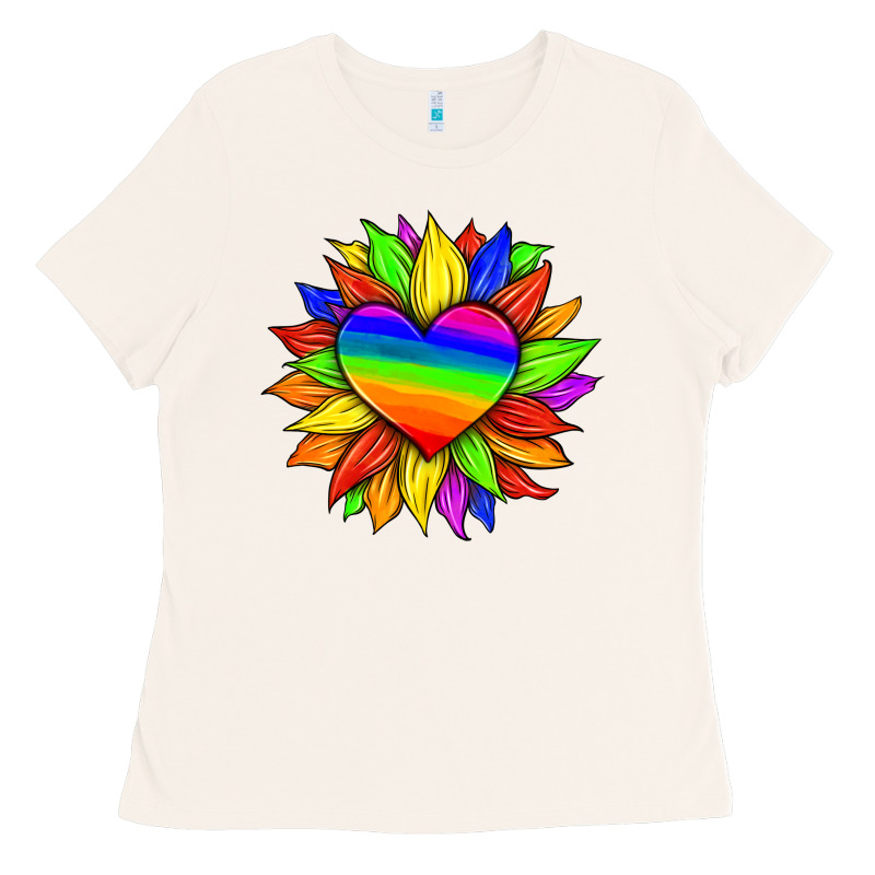 Lgbtq Color Heart And Sunflower Ladies Tee by HRA Design Shop | Teevron