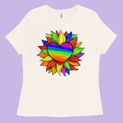 Lgbtq Color Heart And Sunflower Ladies Tee Designed By Hra Design Shop