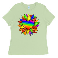Matcha lgbtq color heart and sunflower Ladies Tee - HRA Design Shop