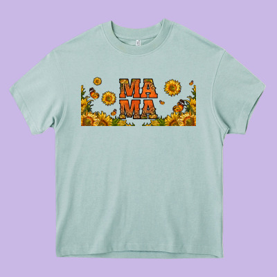 Sunflowers And Butterflies Mama 16oz Libbey Cup Heavy Core Tee Designed By Hra Design Shop