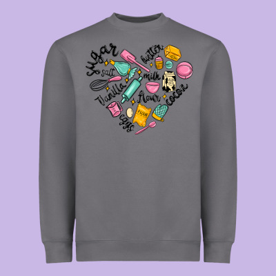 Vanilla Eggs Sugar Cocoa And Kitchen Heart Heavyweight Sweatshirt Designed By Maliassmallbusiness