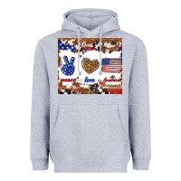 Heather Grey peace love america Heavyweight Hoodie - TumblerDesignByShophia