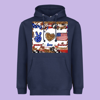 Peace Love America Heavyweight Hoodie Designed By Tumblerdesignbyshophia