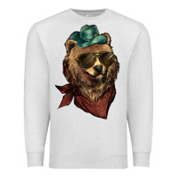 Oatmeal Heather Bear cowboy bandana glasses Premium Sweatshirt - HowdyJamesFarm
