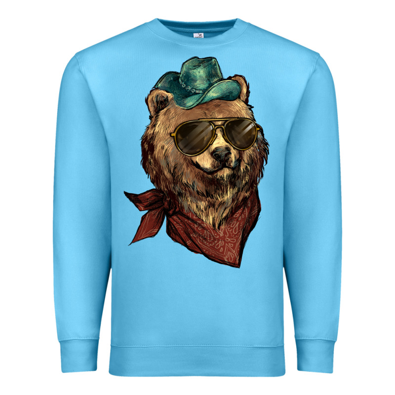 Bear Cowboy Bandana Glasses Premium Sweatshirt by HowdyJamesFarm | Teevron